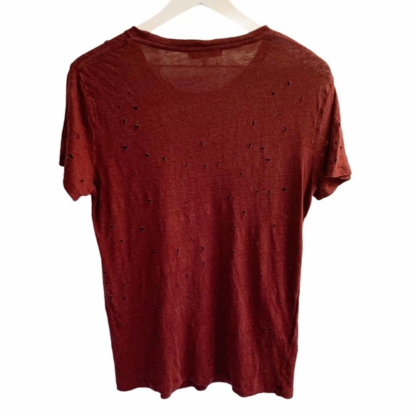 IRO REVOLVE Cut out Clay Distressed Short Sleeve Tee Size Small‎ Burgundy - Picture 8 of 8